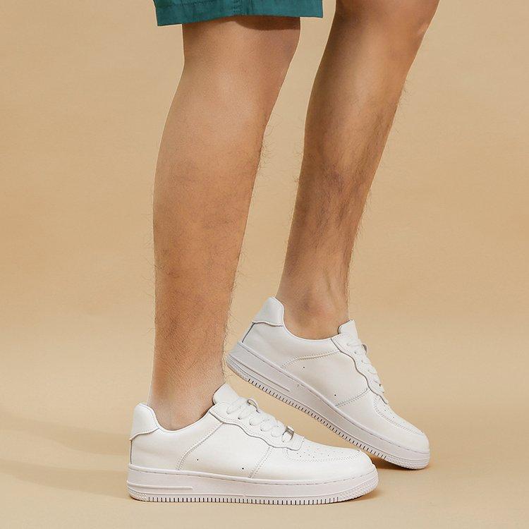 Genuine Leather Men's and Women's Same White Shoes, Spring and Autumn 2025 Thick-soled Breathable and Versatile Casual Board Shoes for Men and Women