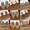 Bohemian Crystal Geometric Tassel Earrings - Retro Ethnic Style Versatile Stud Design