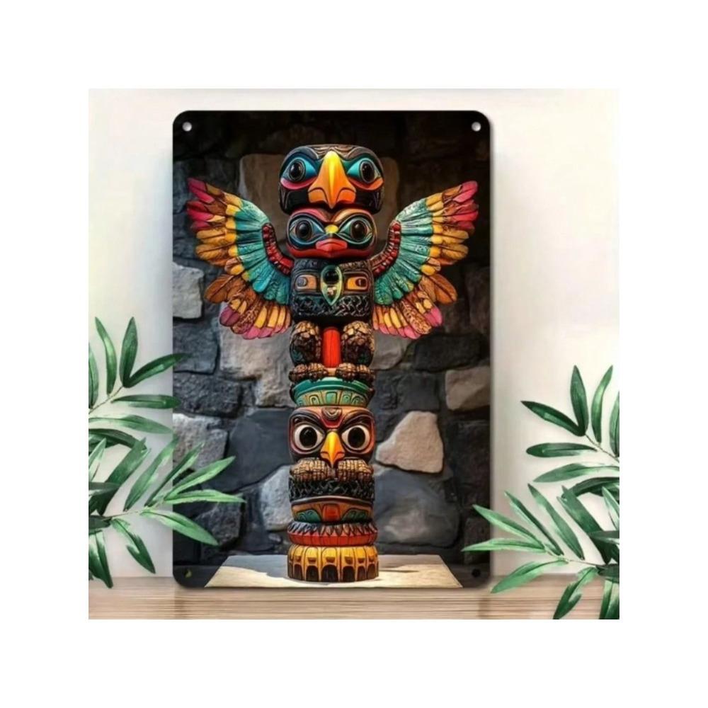 Vintage Metal Wall Art Retro Totem Stone Decor Panel
