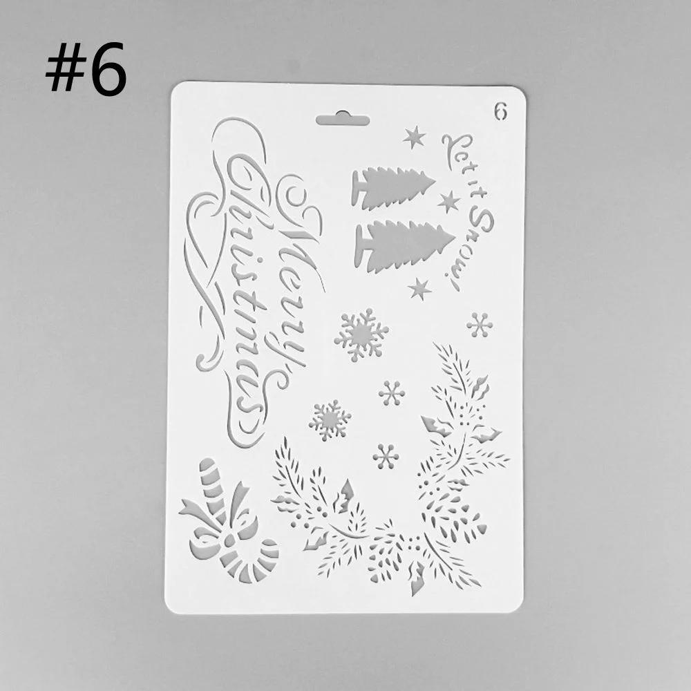 Sello Artesanal DIY Pintura de Pared Plantilla de Flores Scrapbooking Repujado Navidad Plantillas Huecas