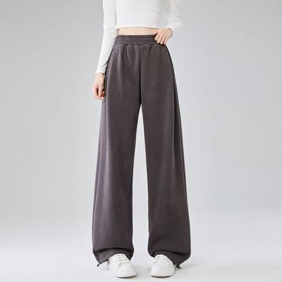 High-waisted Casual Sports Pants Spring and Autumn New Style Girls' Sleeves Straight Narrow Version Floor Pants Small Design Trousers