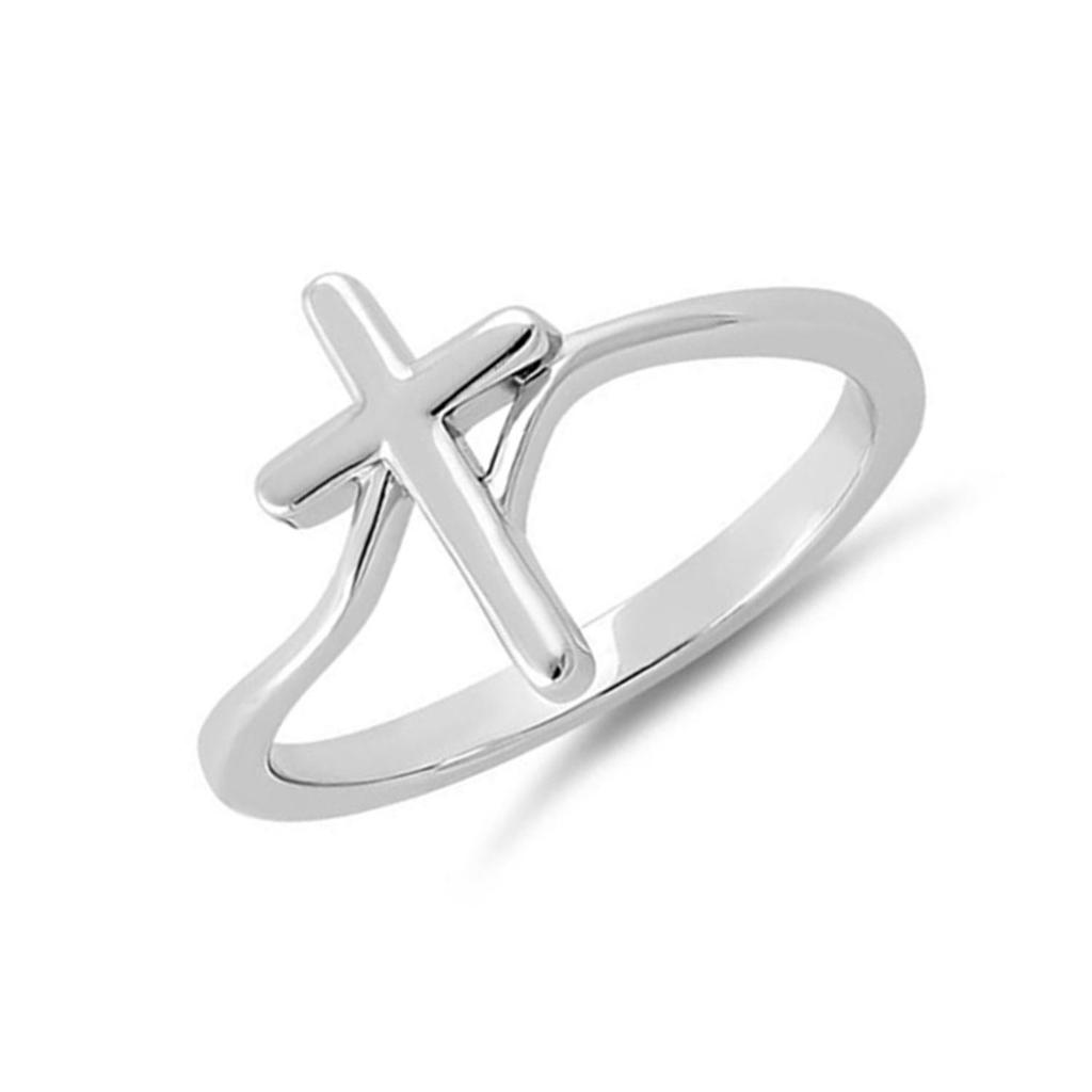 925 Sterling Silver Christian Cross Women Ring