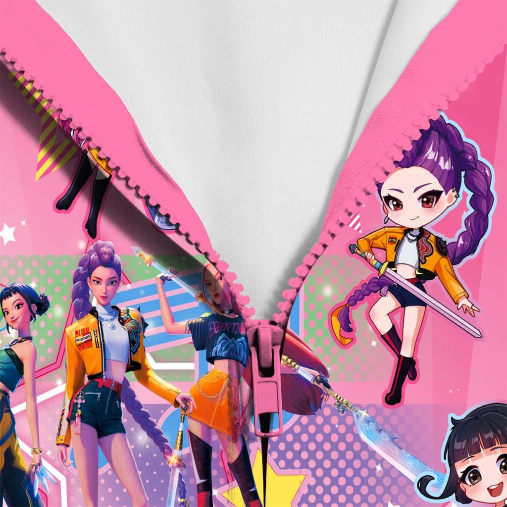 Girls Hoodie 3D Cartoon Jacket Sweatshirt Music Zip Hooded Long Sleeve Tops