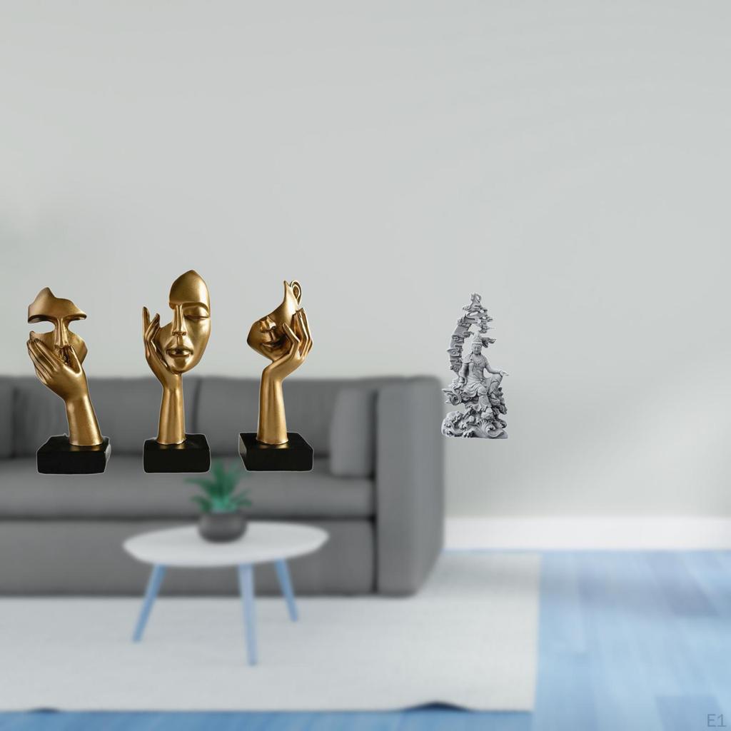 Resin Thinker Abstract Art Sculptures And Guan Yin Kuanyin Figurine Feng Shui Crafts for Office