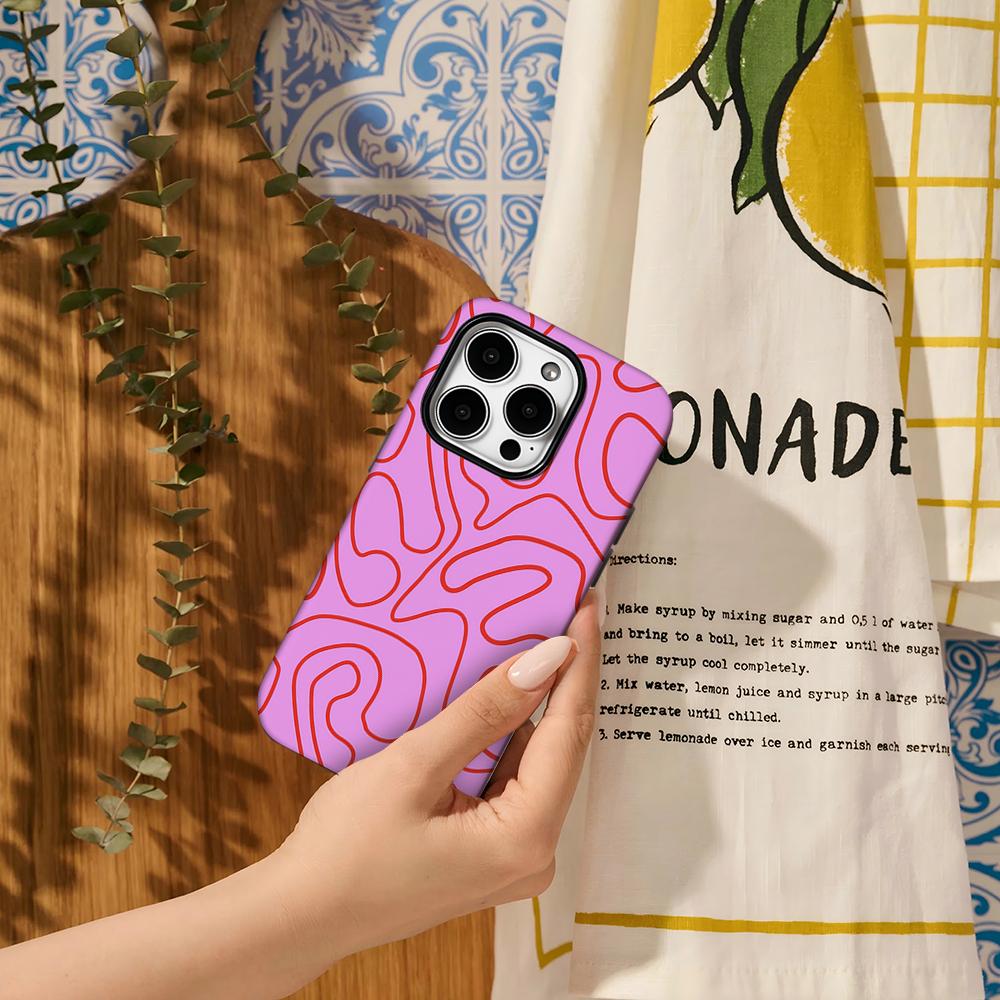 Pink Tangled Lines Phone Case for IPhone 16 15 14 13 12 11 X XS XR XSMAX 7 8 Pro Max Plus Double-layer Back Cover