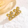 Sweet Four-Leaf Clover Bracelet & Necklace Set - Trendy European & American Women's Fashion Jewelry Accessories