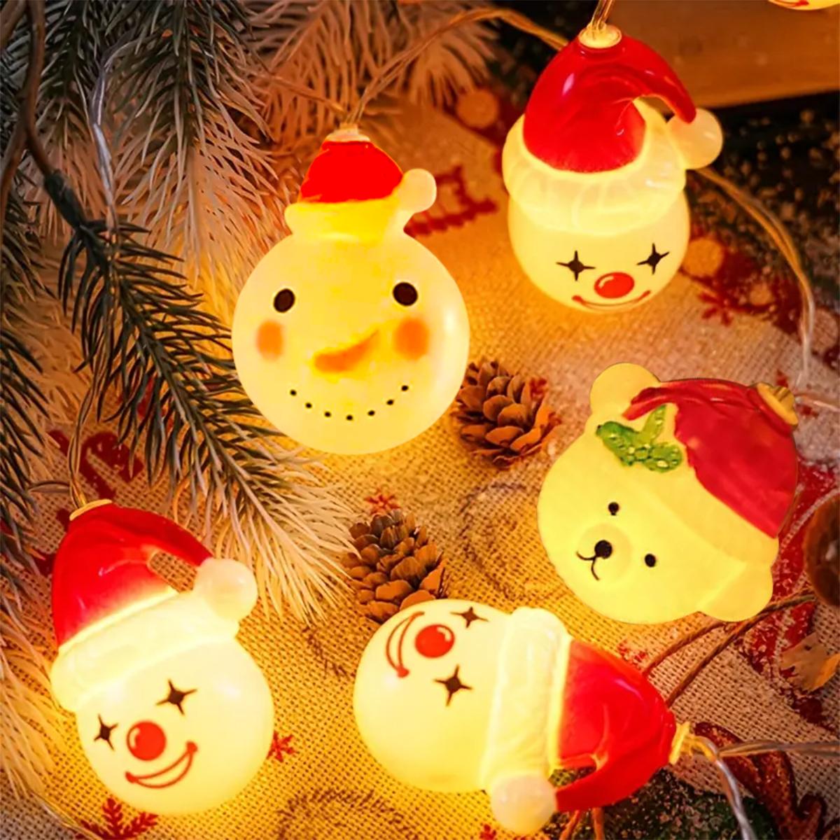 

1pc 10/20 LED Christmas Snowman & Joker & Bear String Lights Battery Powered Fairy Lights For Indoor Outdoor Holiday Party Decor 1.5M10LED теплый белый