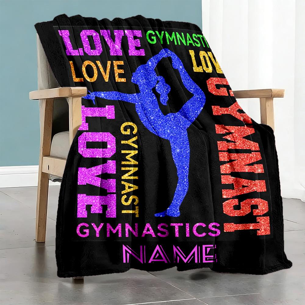Gymnastics1 Personalized Name Blanket Multi-purpose Customizable Blanket Warmthful Decor Great for Office Living Room Office Chair Home Decor