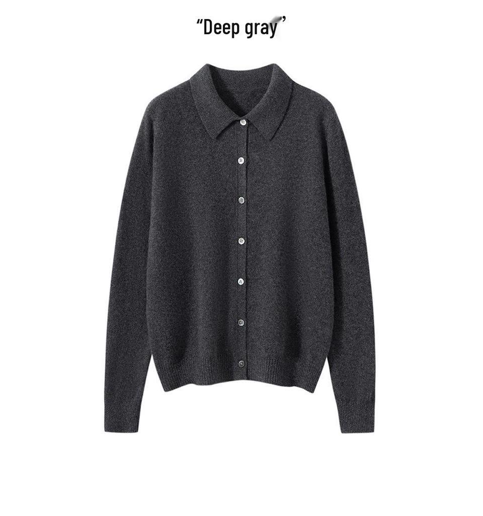 Women's 100% Cashmere Polo Neck Sweater - Versatile Autumn/Winter Knitwear Cardigan Blouse