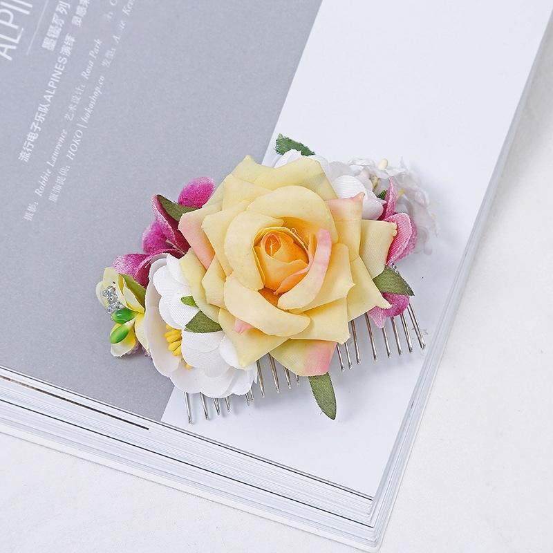 Bohemia Brides Wedding Flower Hair Comb Hairpin Bridesmaid Headdress Hair Combs Hair Accessories For Women Girls Floral Hairpins