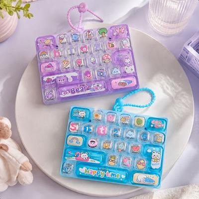 Transparent Dual-Tone Mini Keyboard Pendant 26-Key Keyboard Keychain  Kids Bag Pendant