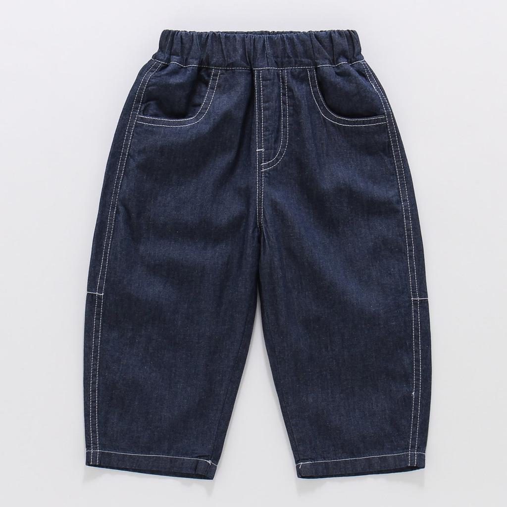 Kids Lightweight Casual Loose Fit Denim Pants Elastic Waistband Boys Girls Long Trousers Suitable for Outdoor and Daily Wear