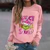 Women's Fashion Casual Long Sleeve Solid Color Christmas Printed Round Neck Top Sweatshirt