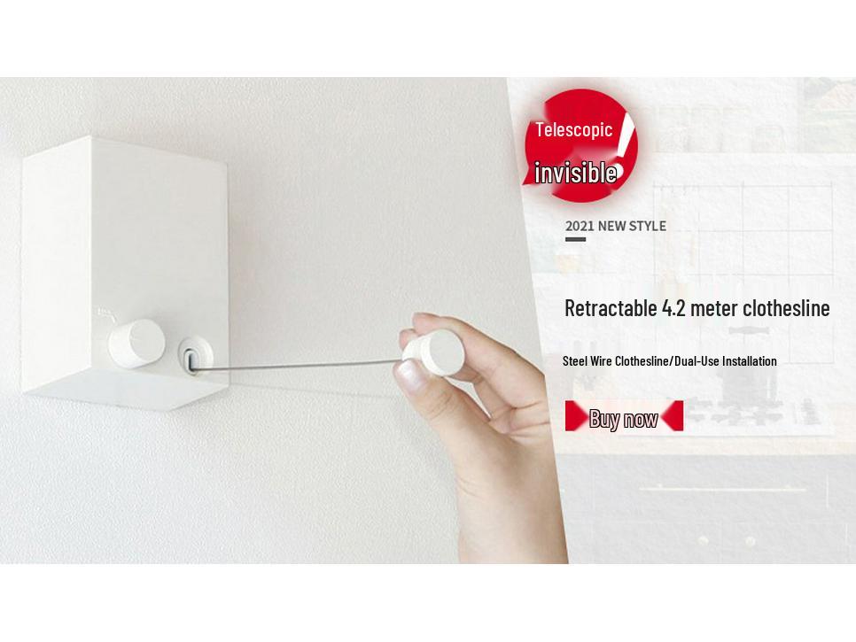 Neviditelný teleskopický sušák na prádlo: Ocelové lanko bez vrtání pro vnitřní/venkovní sušení v koupelně a na balkoně