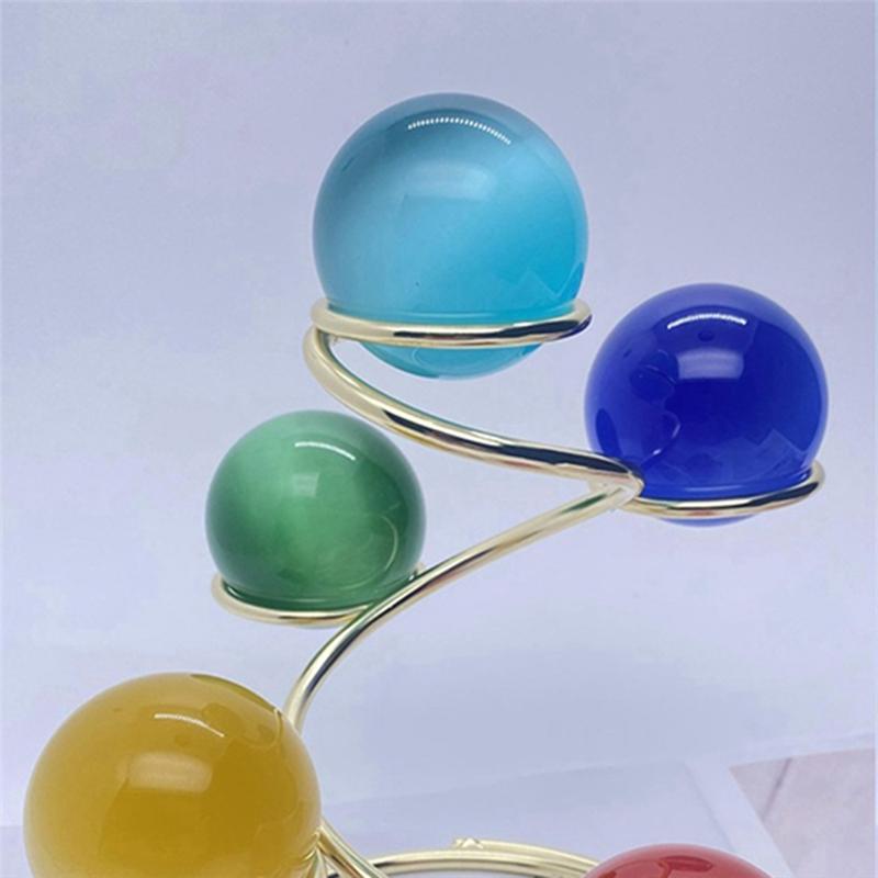 M-Modern-Metal 5 Ball Base Natural Crystal Sphere Stand Egg Holder Display Home Office Decor Gifts Multi-Ball Spiral Bracket-A D