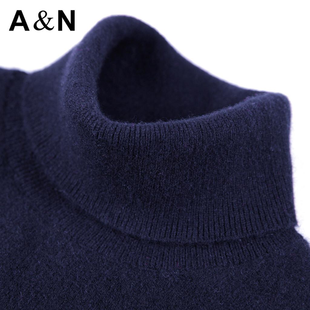 [100% Sheep Wool] Winter Warm and Comfortable Two Collar Woolen Sweater Solid Color Versatile Knitted Base Sweater