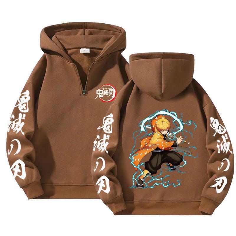 Demon Slayer Harajuku Anime Hoodies Men Kawaii Manga Graphic Zipper Coats Kimetsu No Yaiba Cartoon Printed Streetwear Sweatshirts Unisex Pullover Tops