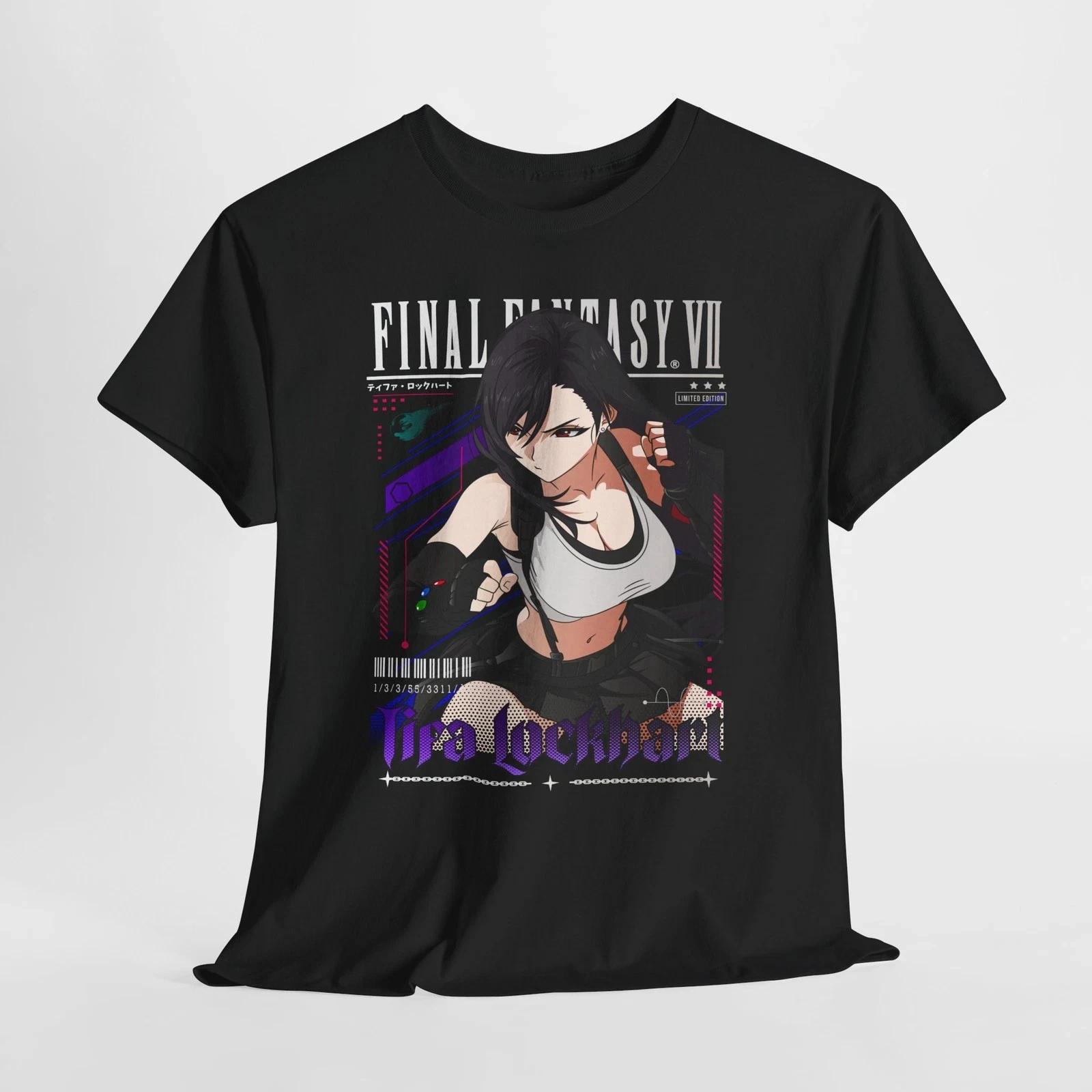 Ретро-футболка Тифа Локхарт FF7 - Футболка Waifu, Футболка Final Fantasy 7, Мужской и Женский Летний Свободный Модный Топ 4XL