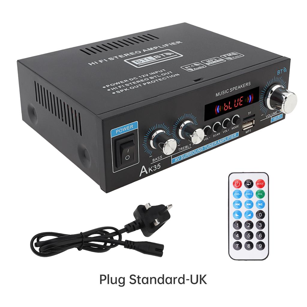 Bass & Treble Control Audio Power Amplifier,AK35 2 Channel Stereo Power Digital Audio Power Amplifier for Car / Home with USB/SD AUX Input