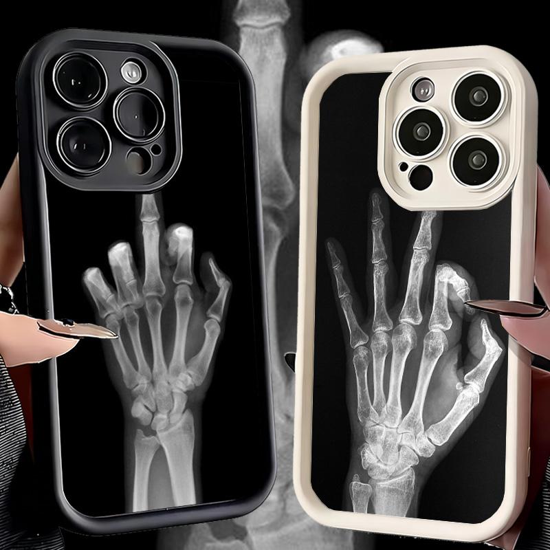 Phone Case for iPhone 17 Air 16E 15 16 Pro Max Funny X-Ray Hand Bones Cover 14 Plus 13 12 Mini Soft Shell Silicone Fundas