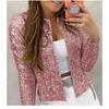 Chic Shiny Sequins Casual Jacket Women Fashion Sparkly Glitter Short Coats Slim Fit Long Sleeves Open Front Cardigan Outwear