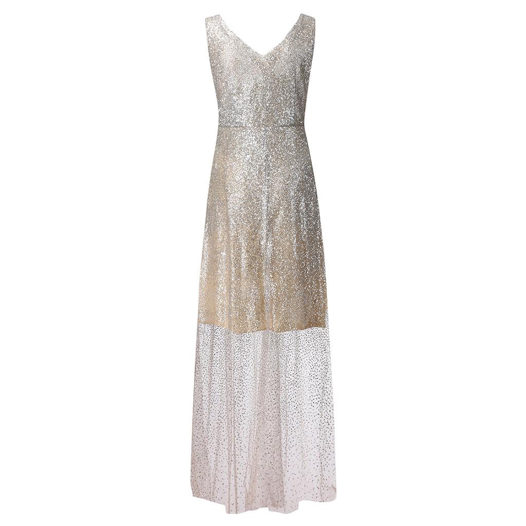 Vestido Sin Mangas De Malla De Lentejuelas Brillantes Sólida Vestido Sin Mangas De Malla De Lentejuelas Brillantes Sólida