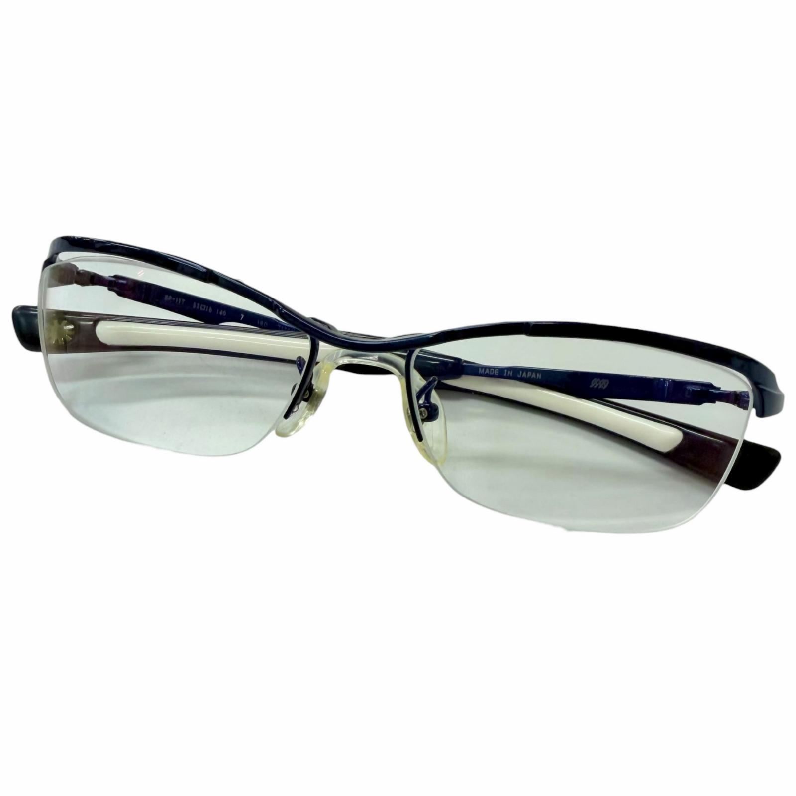 Very Good 999.9 Glasses Half rim blue Titanium mens SP-11T Used