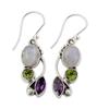 gift Engagement Wedding Jewelry Hook Multi-Gemstone Peridot Moonstone Earrings Amethyst Ear Stud