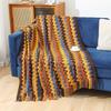 Boho Knitted Fringe Throw Blanket Colorful Chevron Pattern Cozy Soft Tassel Blanket For Sofa Bed Office Travel
