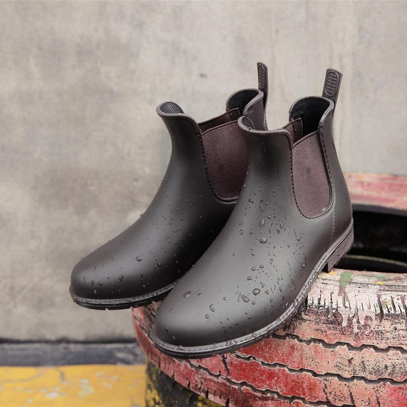 British rain shoes women's new fashion outer wear rubber shoes non-slip waterproof shoes water boots fleece overshoes short rain boots
