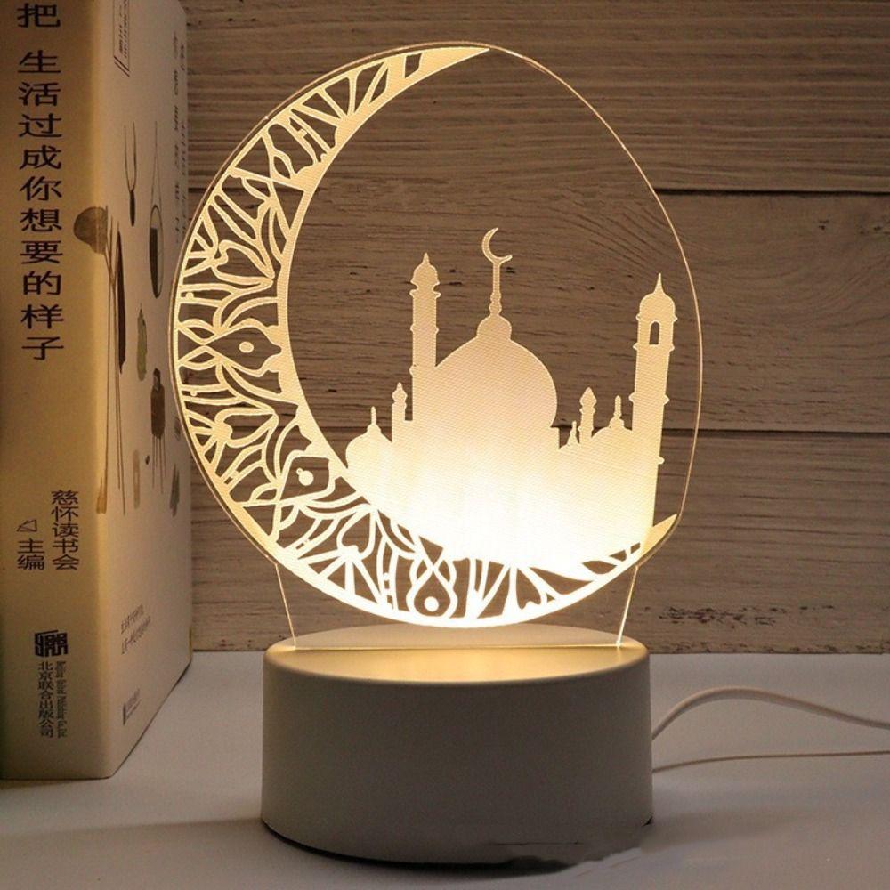 USB Acrylic Night Light Moon Castle Festival Ornaments New 3D LED Light  Party Supplies