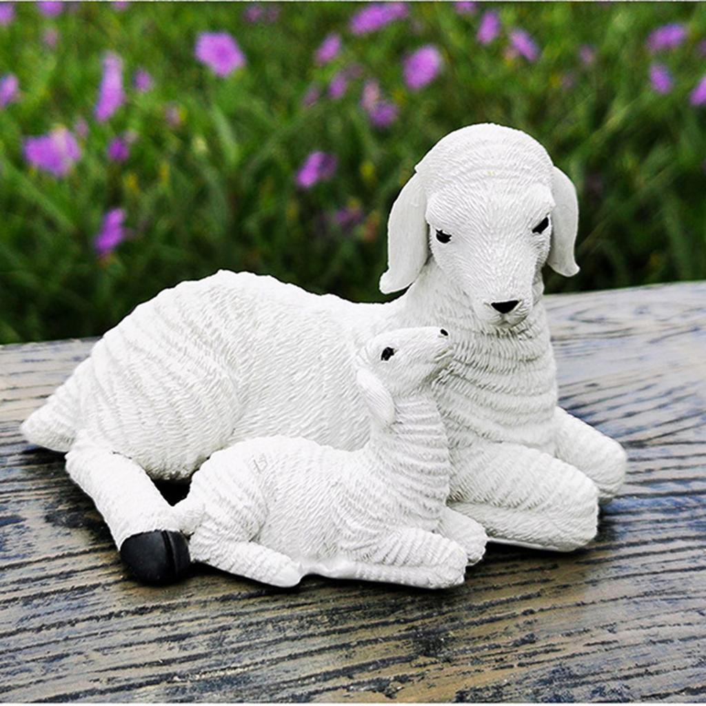 Resins Goat Statue Artificial Miniature Lambs Sheep Figurines for Artistics Home Decoration and Potted Plant Ornaments