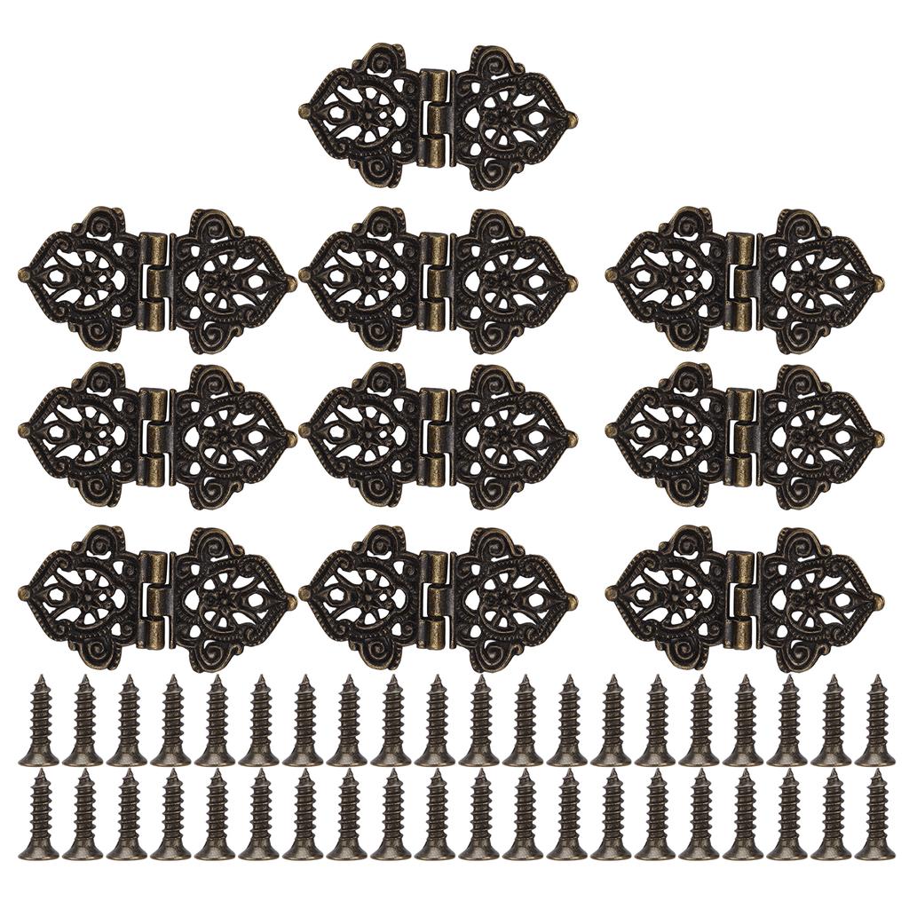 Antique Decorative Hinges Green Bronze Printing Zinc Alloy Furniture Wooden Box Gift Box DIY Hinges