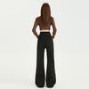 Autumn new elastic high-waisted double-buckle wide-leg floor-mopping pants loose meat-covering pendant jeans women