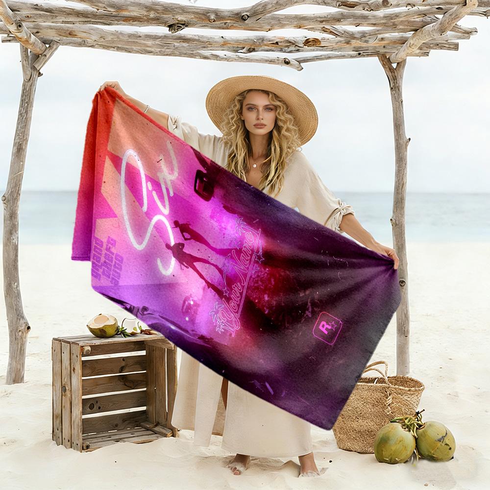 Gta Customized Name Beach Towel Quick-Dry Soft Microfiber Suitable for Sports Travel Swimming Yoga Bathroom Beach And Pool