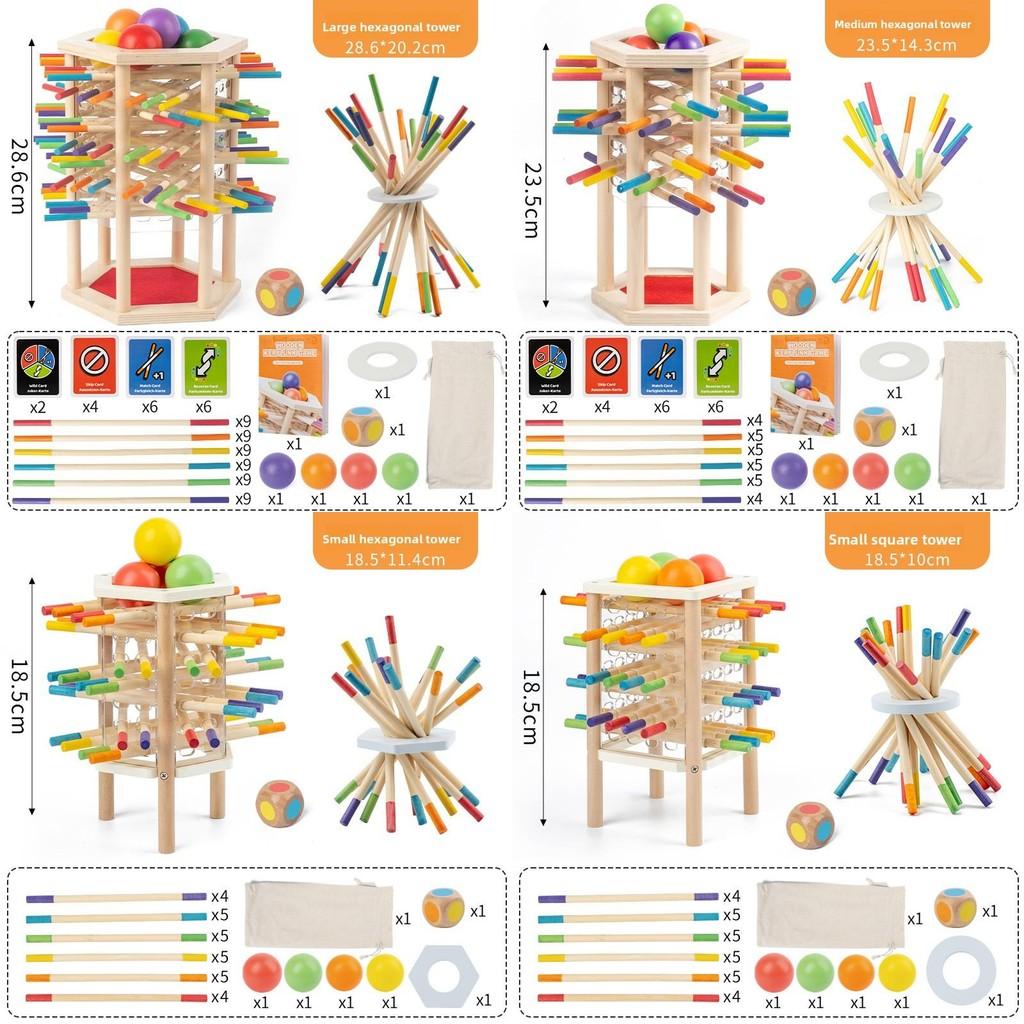 Tower Puzzle Hexagonal Game Wooden Blocks For Kids Educational Playroom Gift
