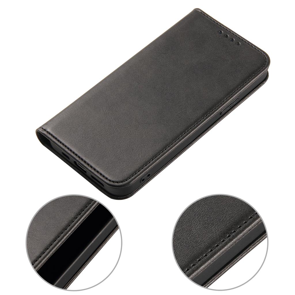 For iPhone 11 Pro Max 6.5 inch Calf Texture Phone Shell Wallet Phone Cover Auto-absorbed Leather Stand Case