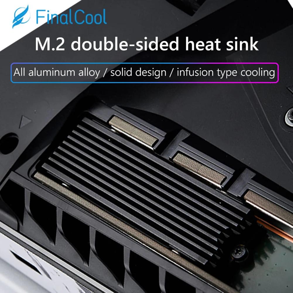 FinalCool M.2 SSD NVMe Heat Sink M2 2280 Solid State Hard Disk Radiator Aluminum Alloy Heatsink with Thermal Pad for Desktop PC
