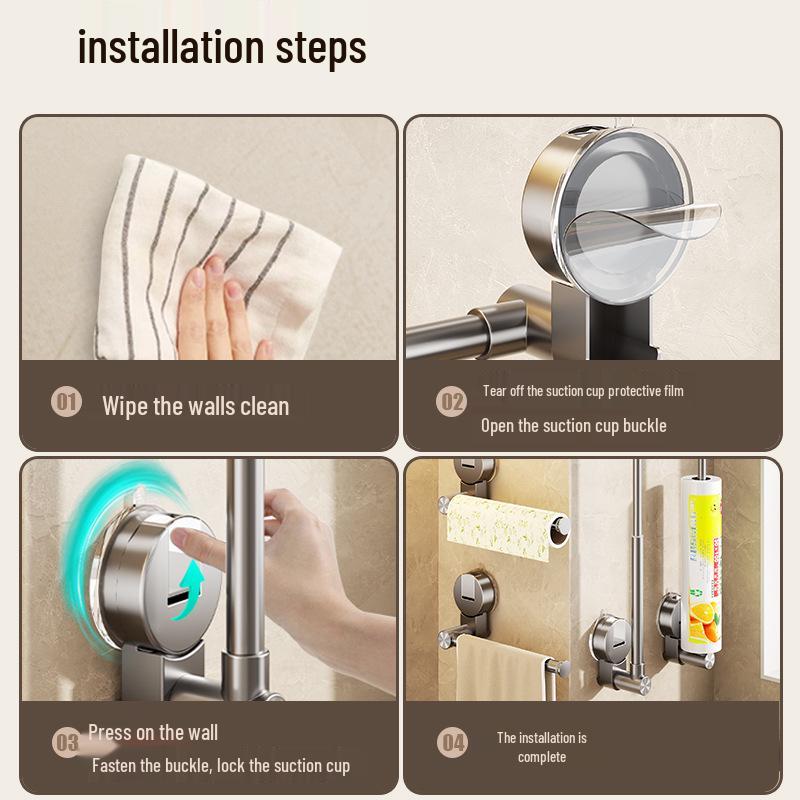 No-Punch Wall-Mounted Kitchen Roll & Cling Film Holder