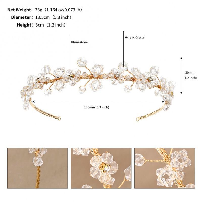 

Korean Handmade Hair Accessories Beaded Crystal Headband Sweet Super Fairy All-matching Pressed