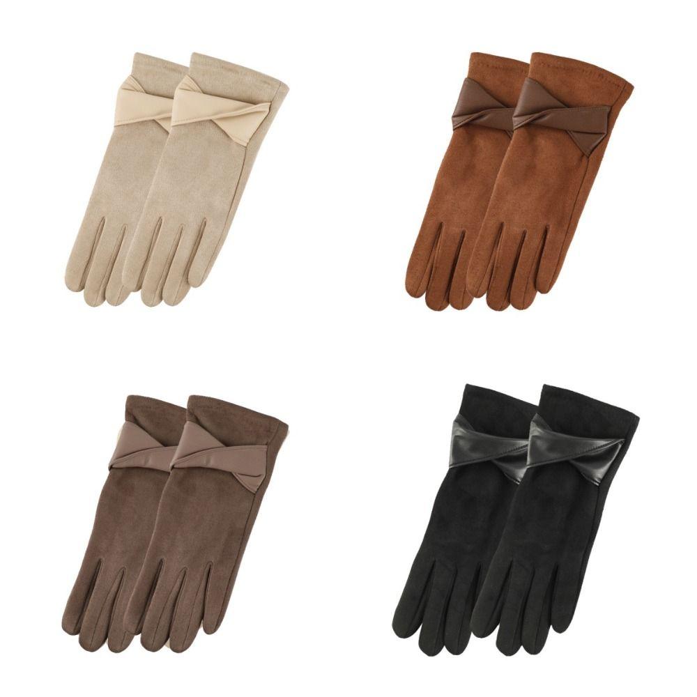 Thicken Suede Leather Gloves Chamois Leather Winter Driving Gloves  Gloves  Women