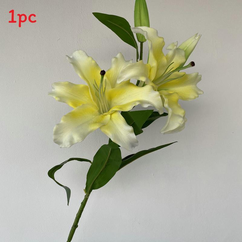 Long Pu Fourhead Lilies Artificial Flower Bouquet For Wedding And Home Decor