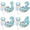 Ocean Theme Balloon Set Birthday Party Ornament 32 Inch Digital Balloon Bundle Dolphin Aluminum Film Balloon Set
