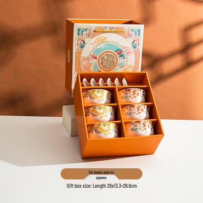 OLOEY Ceramic Tableware Gift Set (6 Bowls, 6 Spoons)