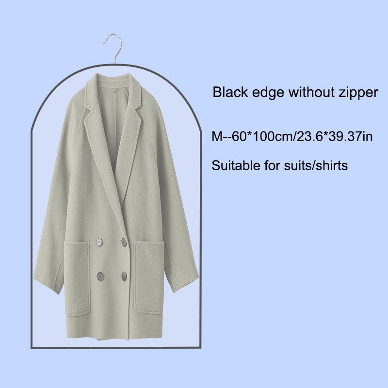 1Pcs Clothes Dust Cover White/Black Fully Enclosed Washable Dust Bag Peva Household Dust Cover With Zipper Coat Suit Cover