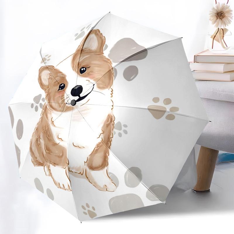 1pc Corgi Dog Automatic Folding Umbrella & Self-Folding Canopy - Heavy-Duty 8-Rib Iron Frameyy251231005