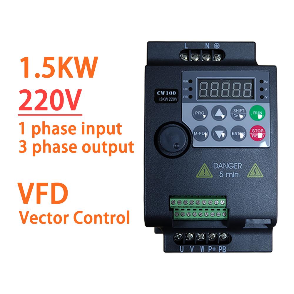 220V 0.75KW/1.5KW/2.2KW 1HP/2HP/3HP Economical Mini VFD Variable Frequency Drive Converter for Motor Speed Control Inverter