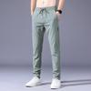 Ice Silk Cool Men's Elastic High Waist Slim Fit Sports Pants - Summer Casual Style 1062