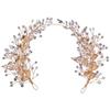 Silver Alloy Leaf Handmade Pearl Hairpin, Bridal Branch Crystal Headband