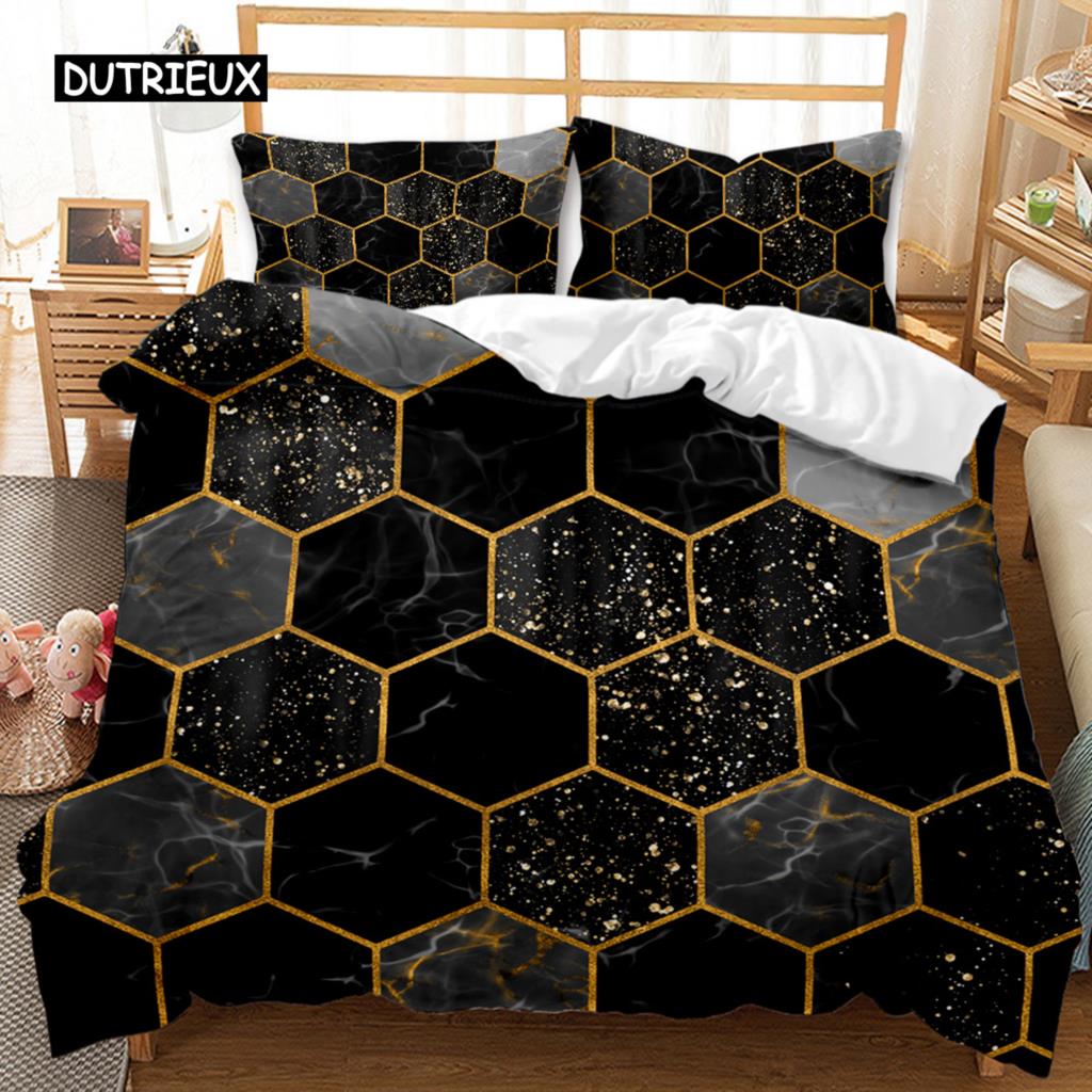Honeycomb Hole Duvet Cover Set, Geometric Print Twin Bedding Set, Stereoscopic Dense Hole Warmly Queen Size Qulit Cover